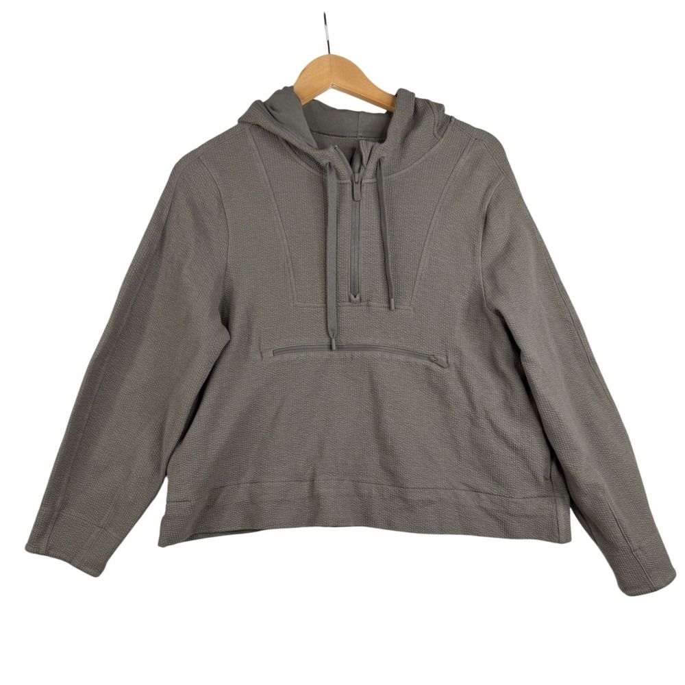 Lululemon Women's Textured Half-Zip Crop Pullover Hoodie size 6 Dark Green